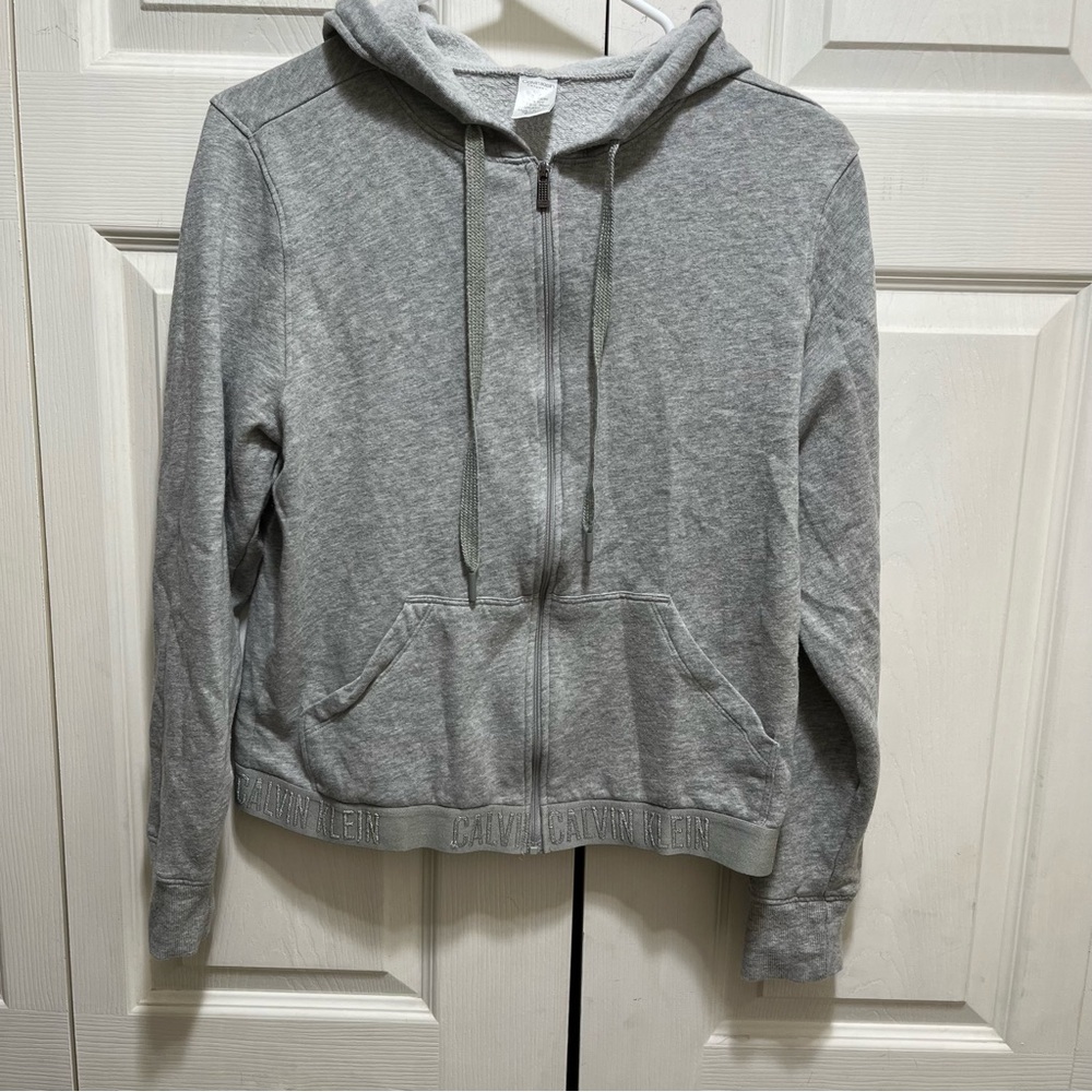 Calvin Klein Grey Hooded Zip Up Sweatshirt